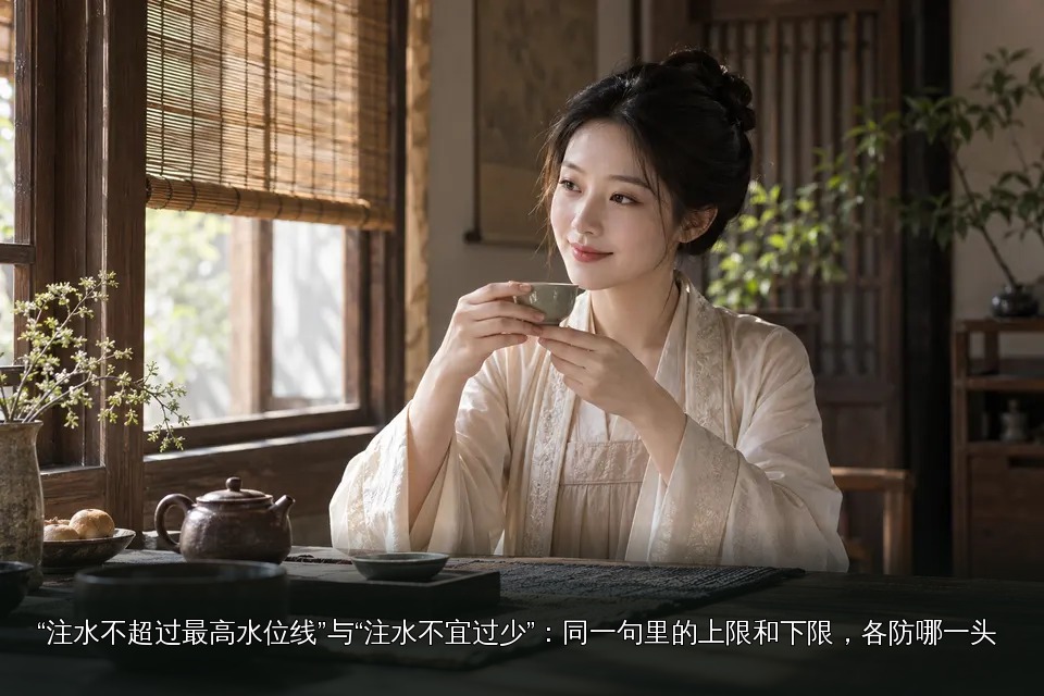 年轻女性品茶主题图|宋式素衣茶席